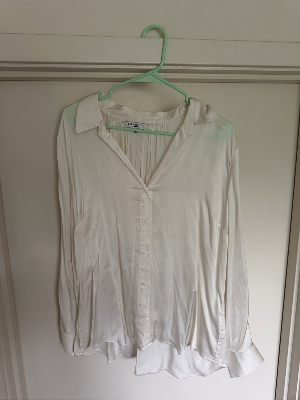 Liverpool Cream Button-Front Draped Blouse